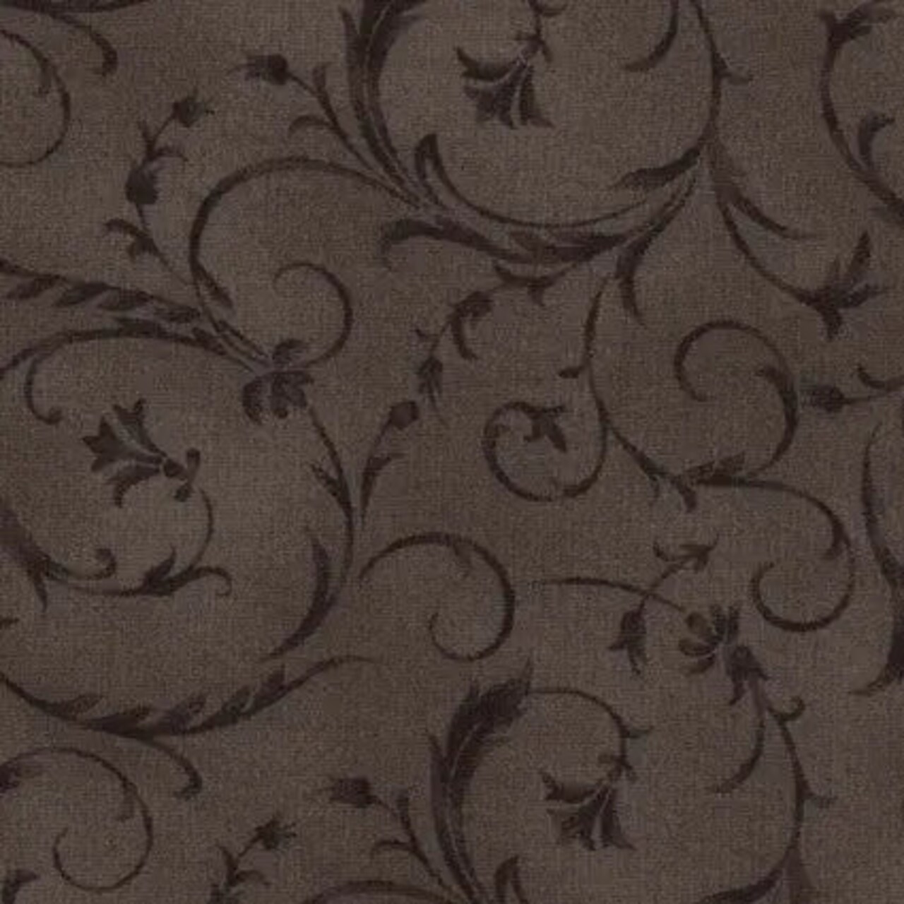 Brown Mushroom Elegant Scroll Cotton Wideback Fabric per yard